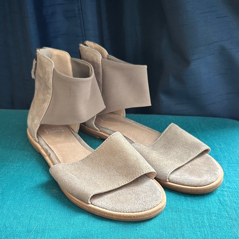 Eileen Fisher Taupe Sandals Zipper Back